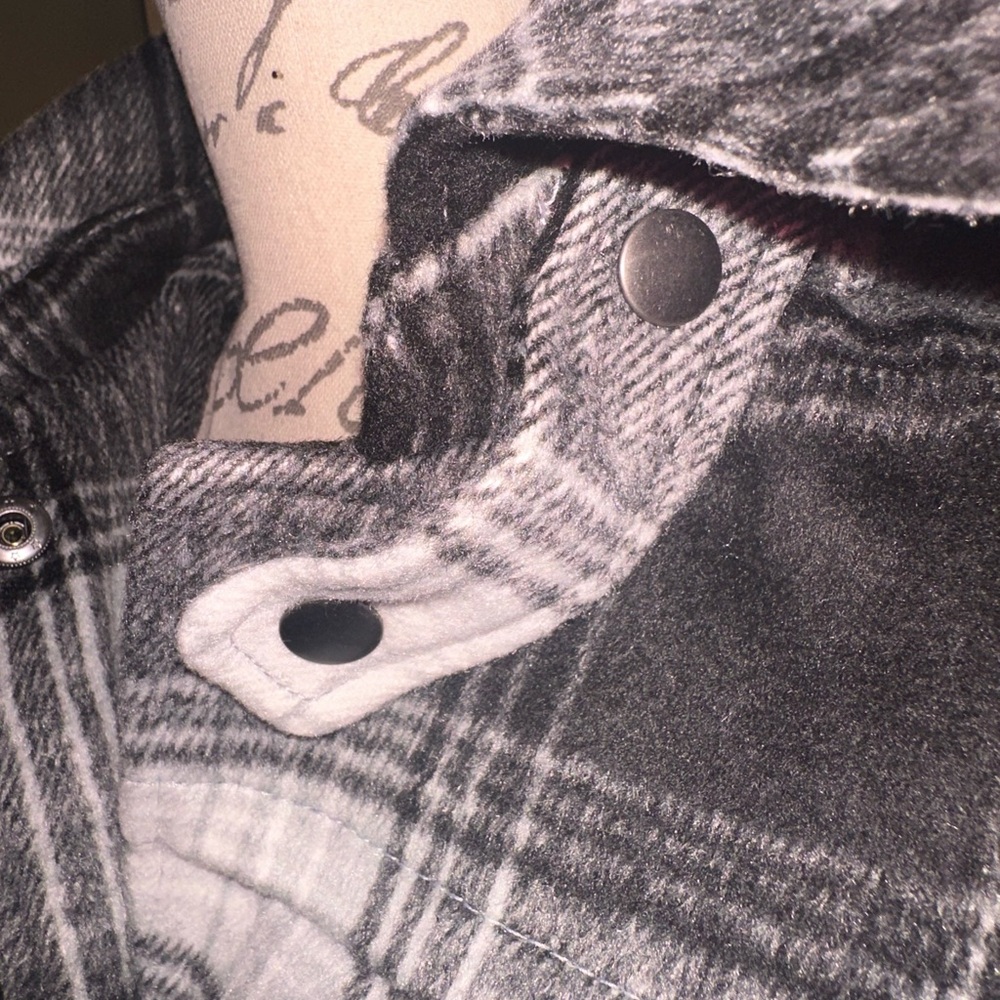 Venus Plaid Toggle Coat w/ Removable Hood – Black & White – Size 10 - Picture 5 of 9